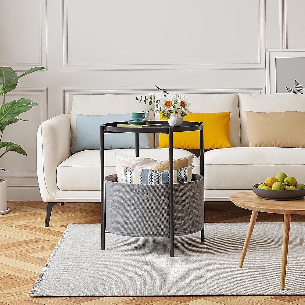 Round Side Table Bedside Storage Basket V63-921051
