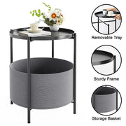 Round Side Table Bedside Storage Basket V63-921051