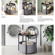 Round Side Table Bedside Storage Basket V63-921051