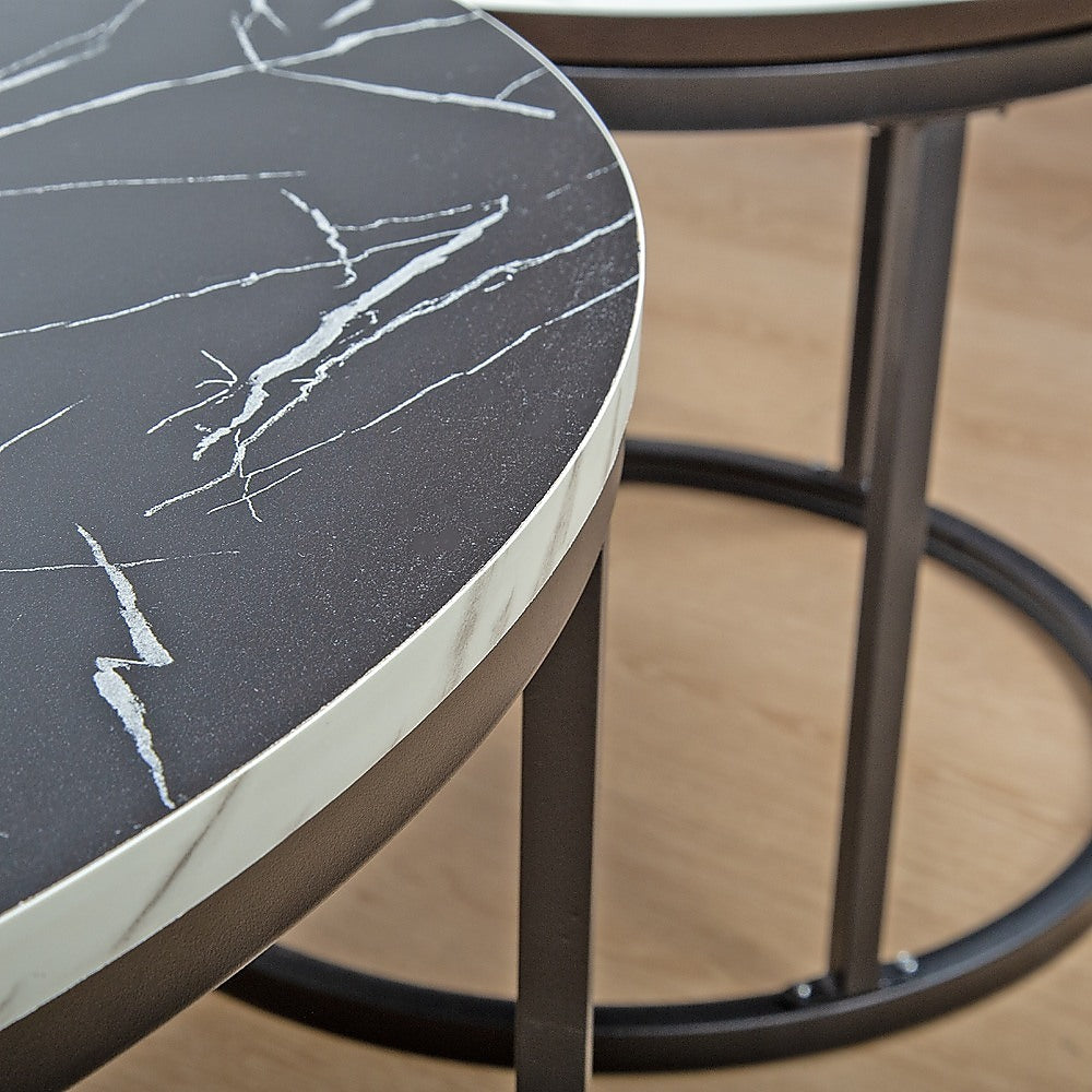 Coffee Table Round Marble Design Nesting Side Furniture V63-921091