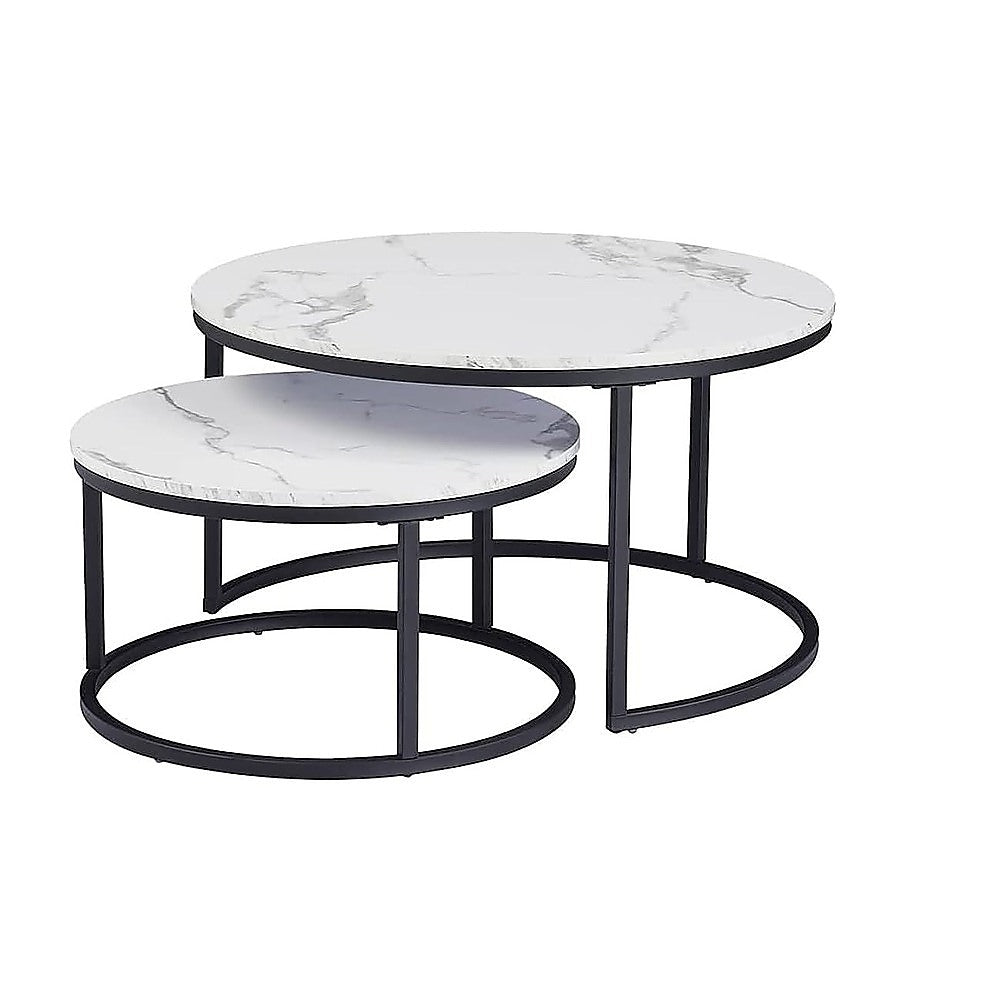 Coffee Table Round Marble Design Nesting Side Furniture V63-921091