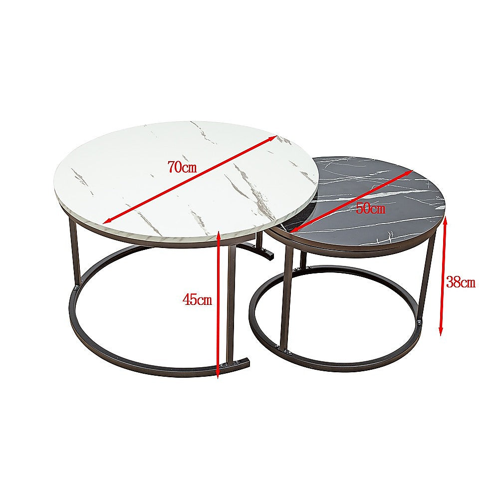 Coffee Table Round Marble Design Nesting Side Furniture V63-921091