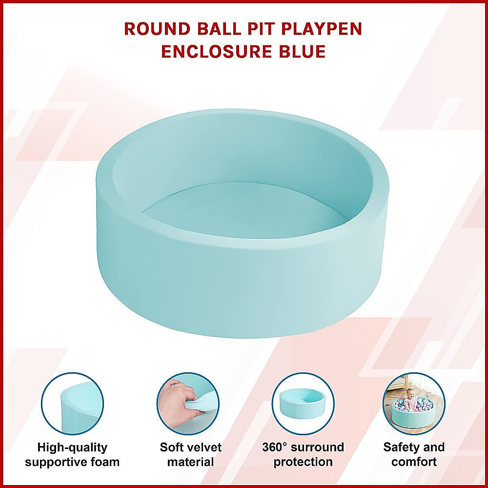 Round Ball Pit Playpen Enclosure - Safe Blue Play Area for Babies and Toddlers, Indoor or Outdoor V63-921181