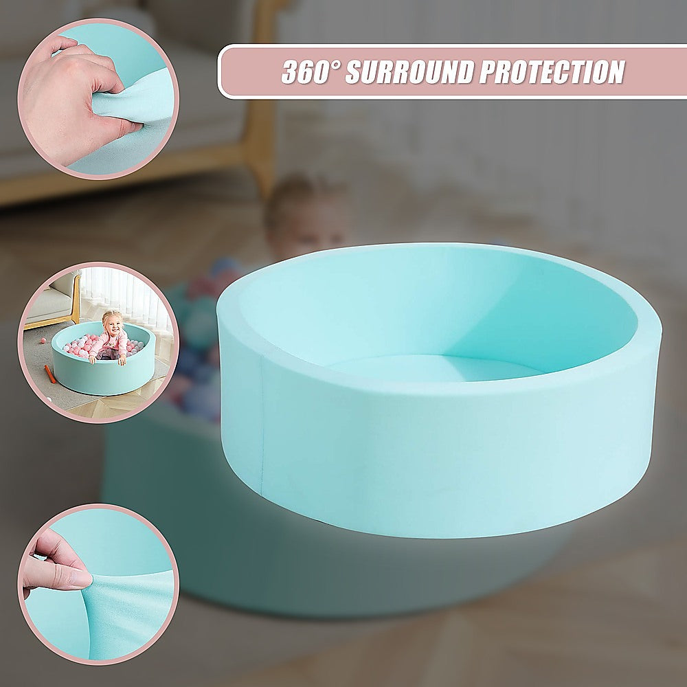 Round Ball Pit Playpen Enclosure - Safe Blue Play Area for Babies and Toddlers, Indoor or Outdoor V63-921181