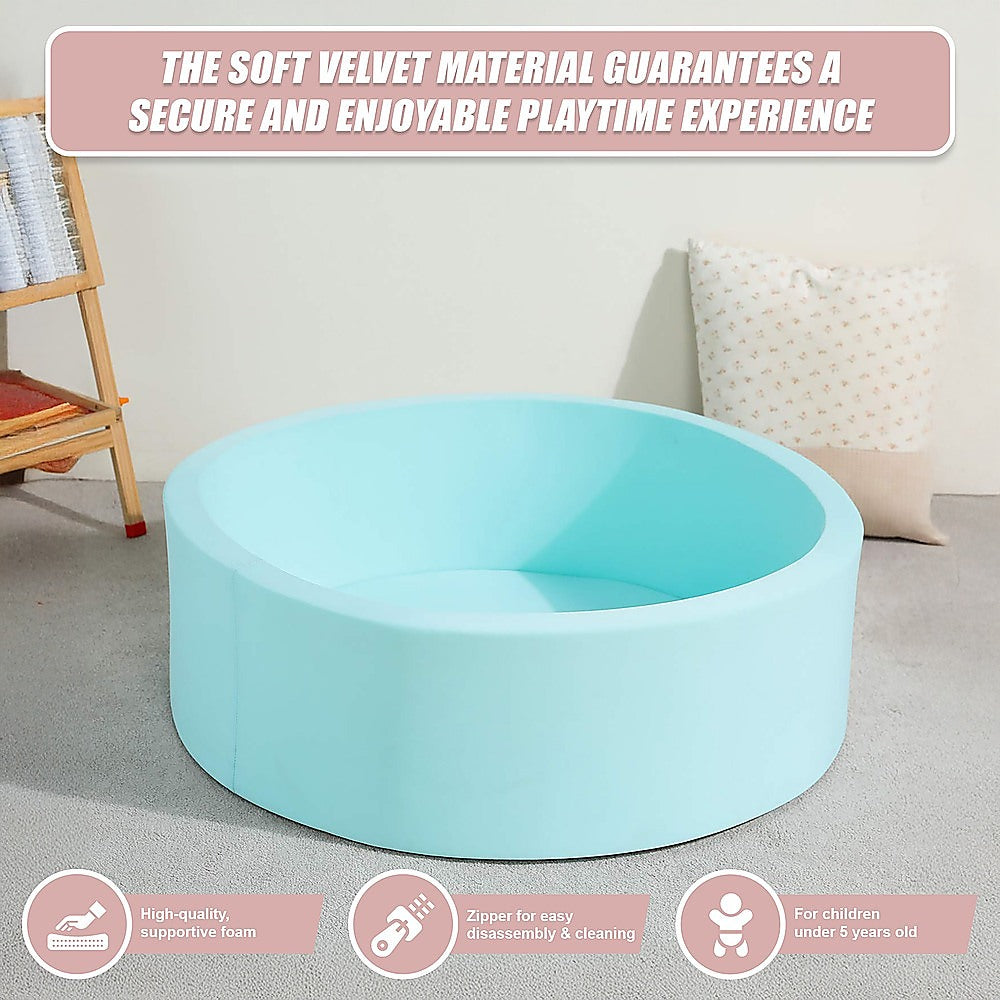 Round Ball Pit Playpen Enclosure - Safe Blue Play Area for Babies and Toddlers, Indoor or Outdoor V63-921181