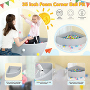 Corner Ball Pit Playpen Enclosure - Safe Grey Play Area for Babies and Toddlers, Indoor or Outdoor V63-921201