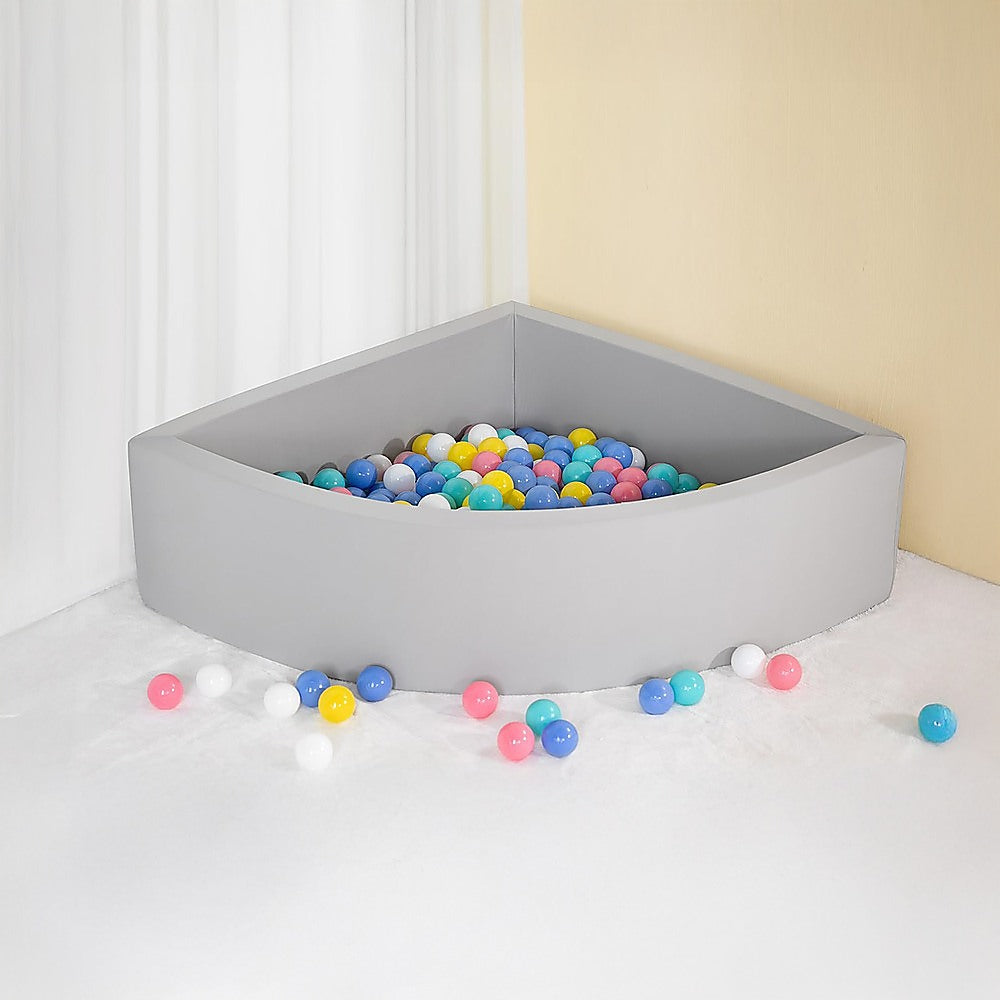 Corner Ball Pit Playpen Enclosure - Safe Grey Play Area for Babies and Toddlers, Indoor or Outdoor V63-921201