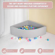 Corner Ball Pit Playpen Enclosure - Safe Grey Play Area for Babies and Toddlers, Indoor or Outdoor V63-921201