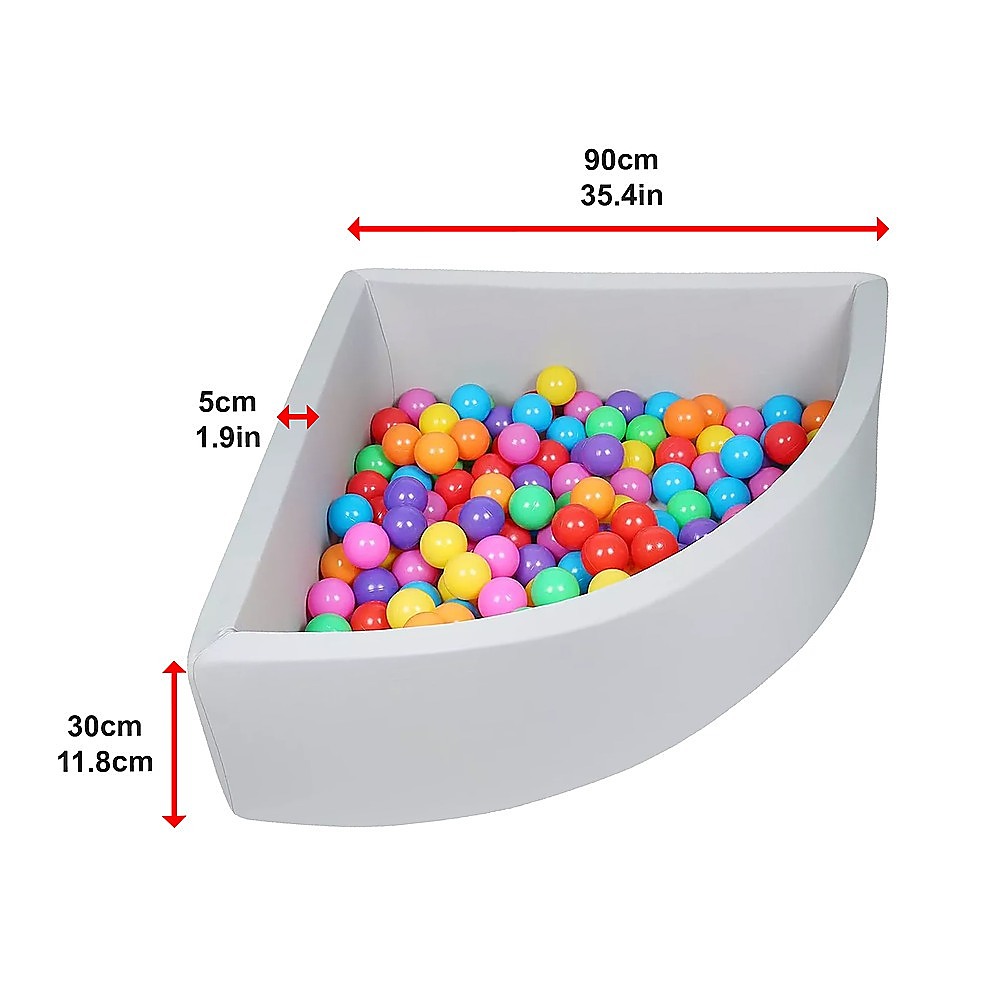 Corner Ball Pit Playpen Enclosure - Safe Grey Play Area for Babies and Toddlers, Indoor or Outdoor V63-921201