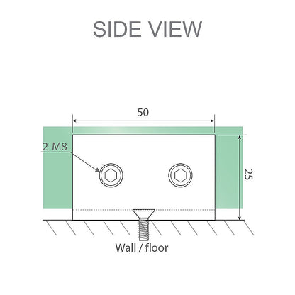 80x200cm Glass Shower Screen with Black U-Brackets and Round Pole V63-922251