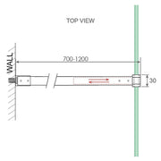 80x200cm Single Shower Glass Screen with Gold F-brackets & Square Pole V63-922521
