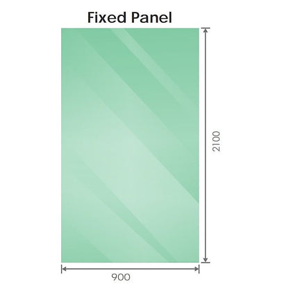 90x210cm Glass Shower Screen with Black F-Brackets and Square Pole V63-923921