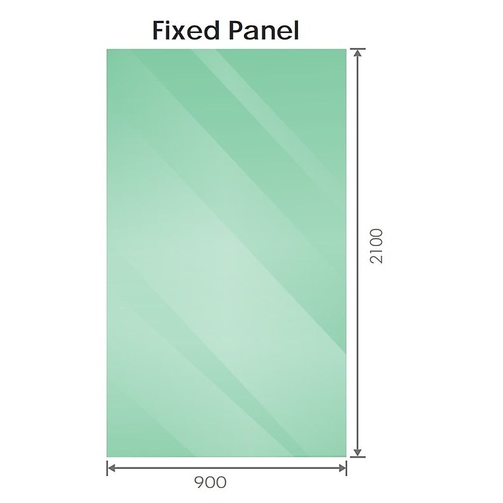 90x210cm Glass Shower Screen with Gold F-Brackets and Round Pole V63-923971