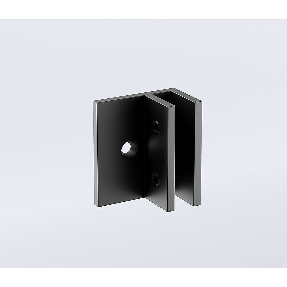 100x200cm Glass Shower Screen with Black F-Brackets and Round Pole V63-924411