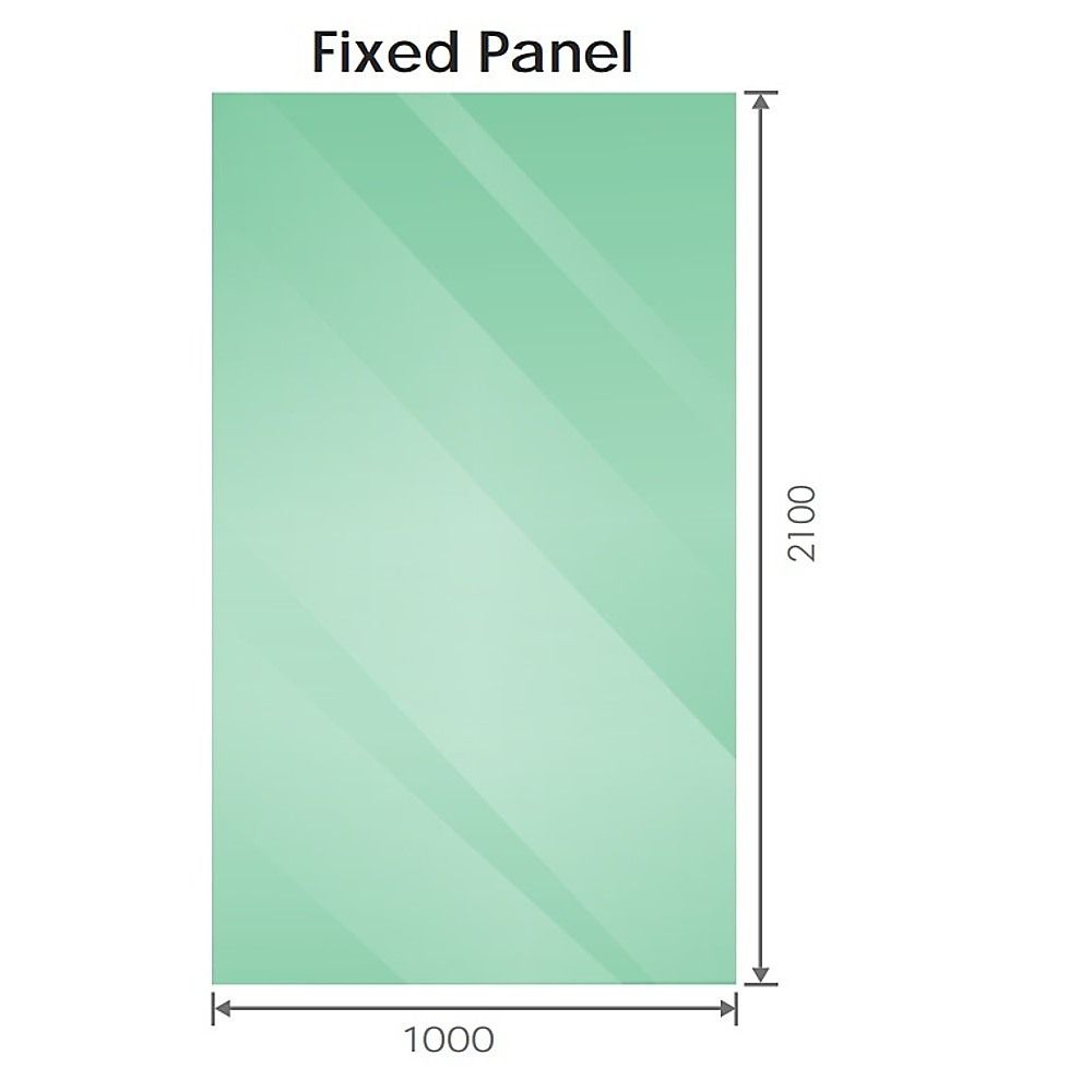 100x210cm Single Shower Glass Screen with Gold F-brackets & Square Pole V63-924921