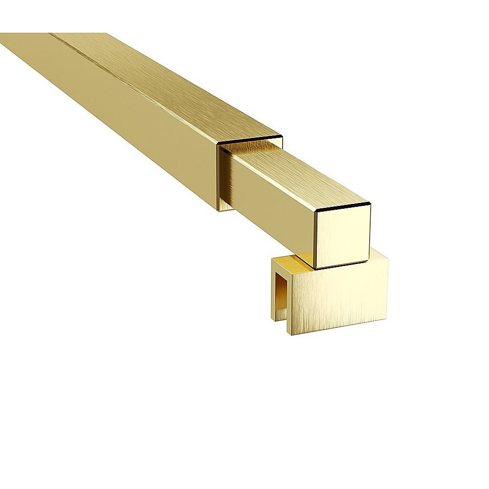 100x210cm Single Shower Glass Screen with Gold F-brackets & Square Pole V63-924921