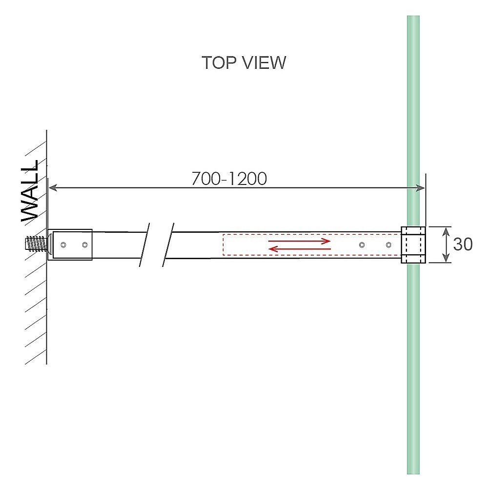 110x200cm Single Shower Glass Screen with Gold F-brackets & Square Pole V63-925401