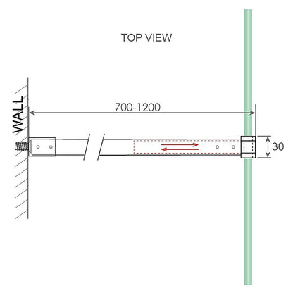 110x200cm Glass Shower Screen with Gold F-Brackets and Round Pole V63-925411