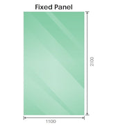 110x210cm Glass Shower Screen with Gold F-Brackets and Floor F-Bracket