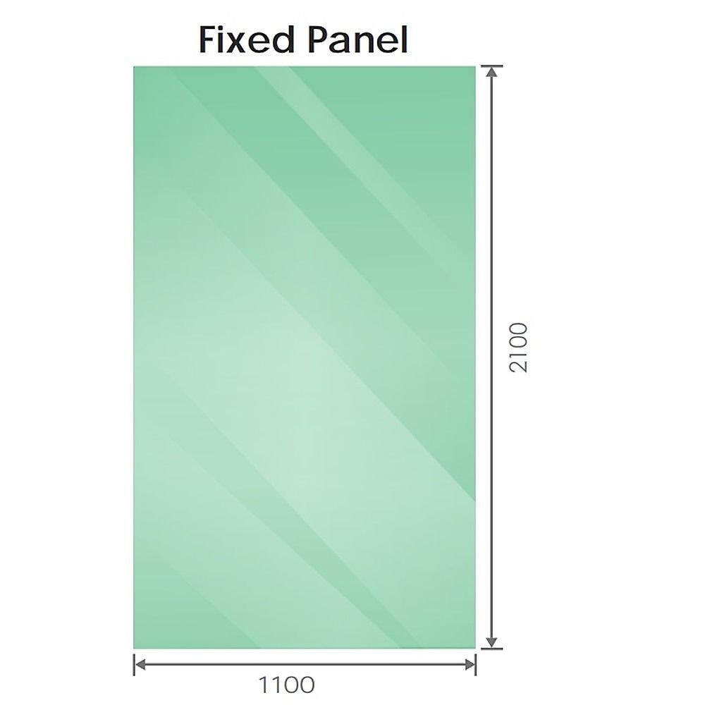 110x210cm Glass Shower Screen with Gold F-Brackets and Floor F-Bracket