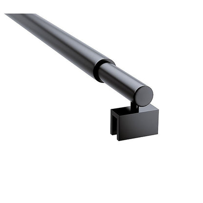 120x200cm Glass Shower Screen with Black F-Brackets and Round Pole V63-926331