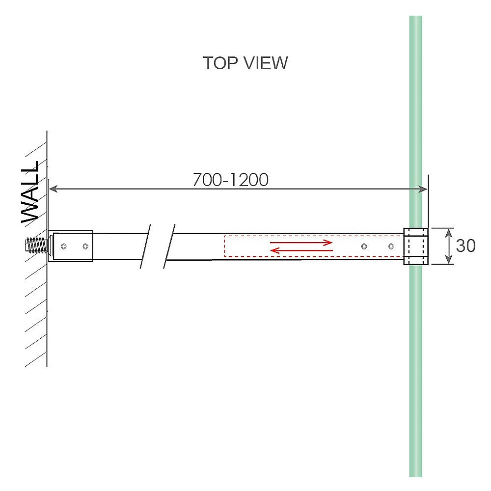 90x200cm Glass Shower Screen with Gunmetal Wall Channel and Round Pole - Sleek, Durable Bathroom Upgrade V63-928191