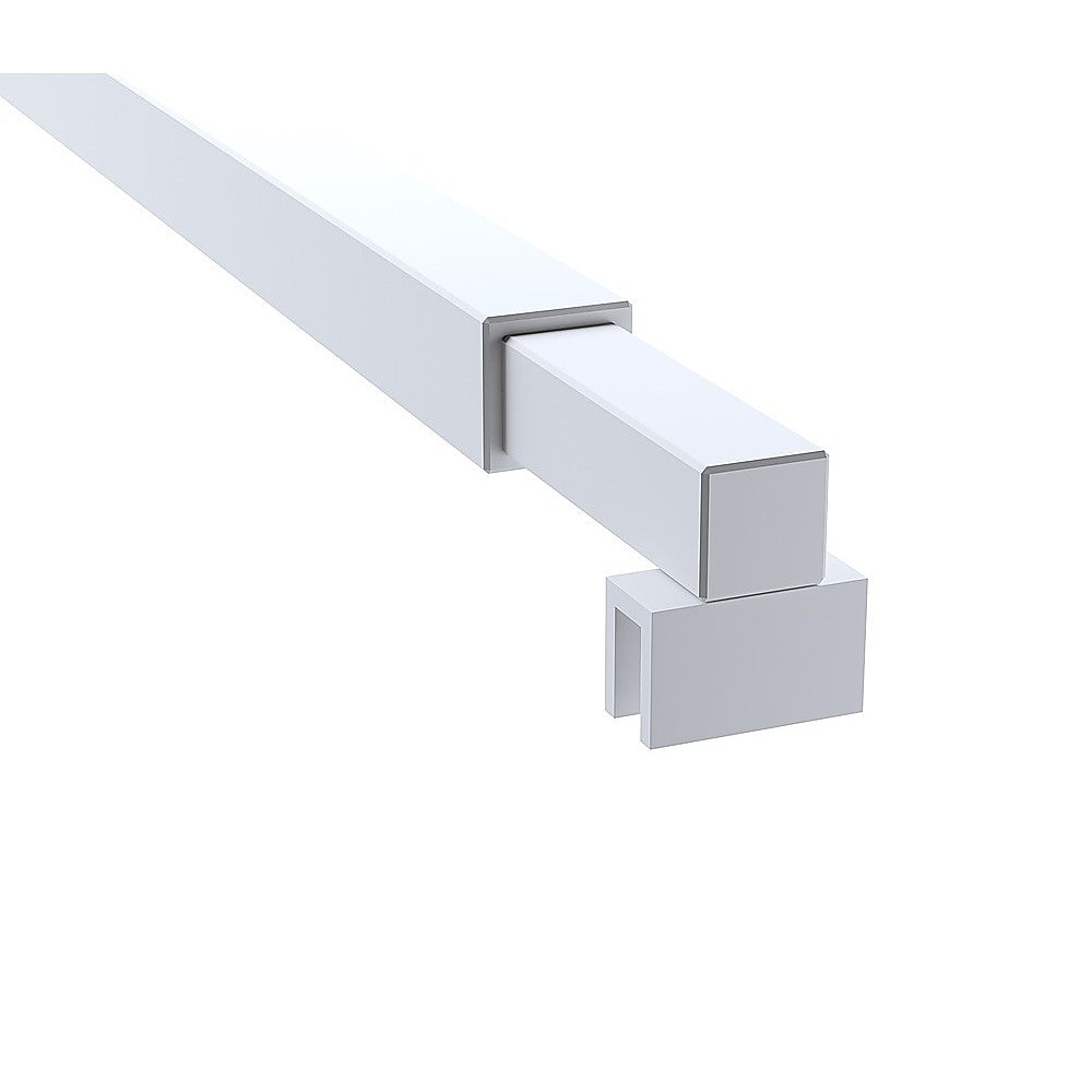 100x210cm Glass Shower Screen with White Wall Channel and Square Pole - Sleek, Durable Bathroom Upgrade V63-928821