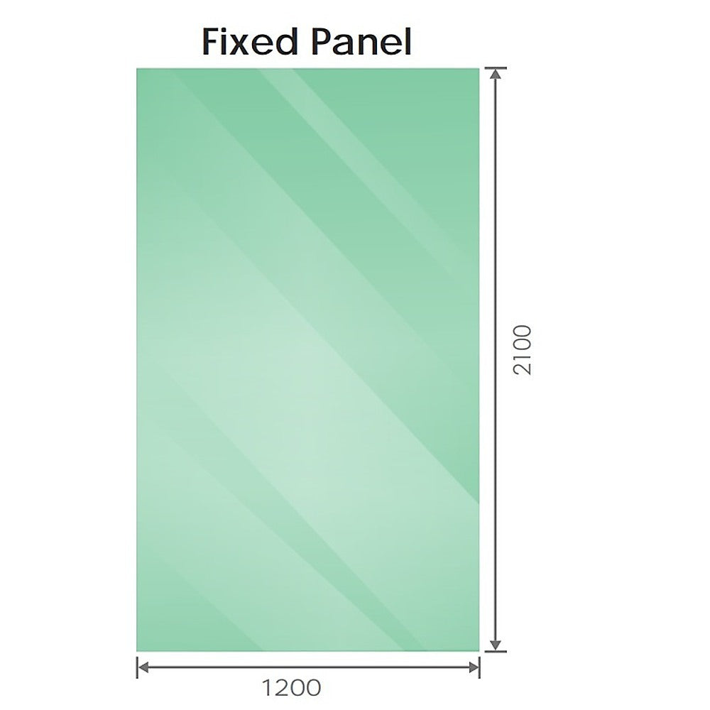 120x210cm Glass Shower Screen with Chrome Wall Channel and Square Pole - Sleek, Durable Bathroom Upgrade V63-929661
