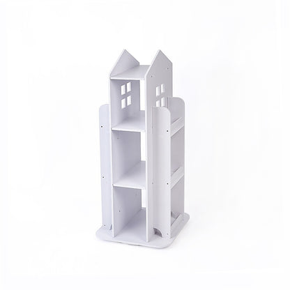 Rotating Bookcase Bookshelf Kid's Book Organiser Rack Wooden Castle Display Shelf V63-929921