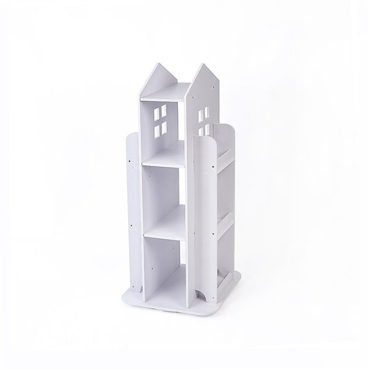 Rotating Bookcase Bookshelf Kid's Book Organiser Rack Wooden Castle Display Shelf V63-929921