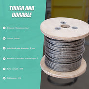 50m Stainless Steel Wire Rope Cable 5mm 316 A4 7x7 Balustrade Fence V63-929941
