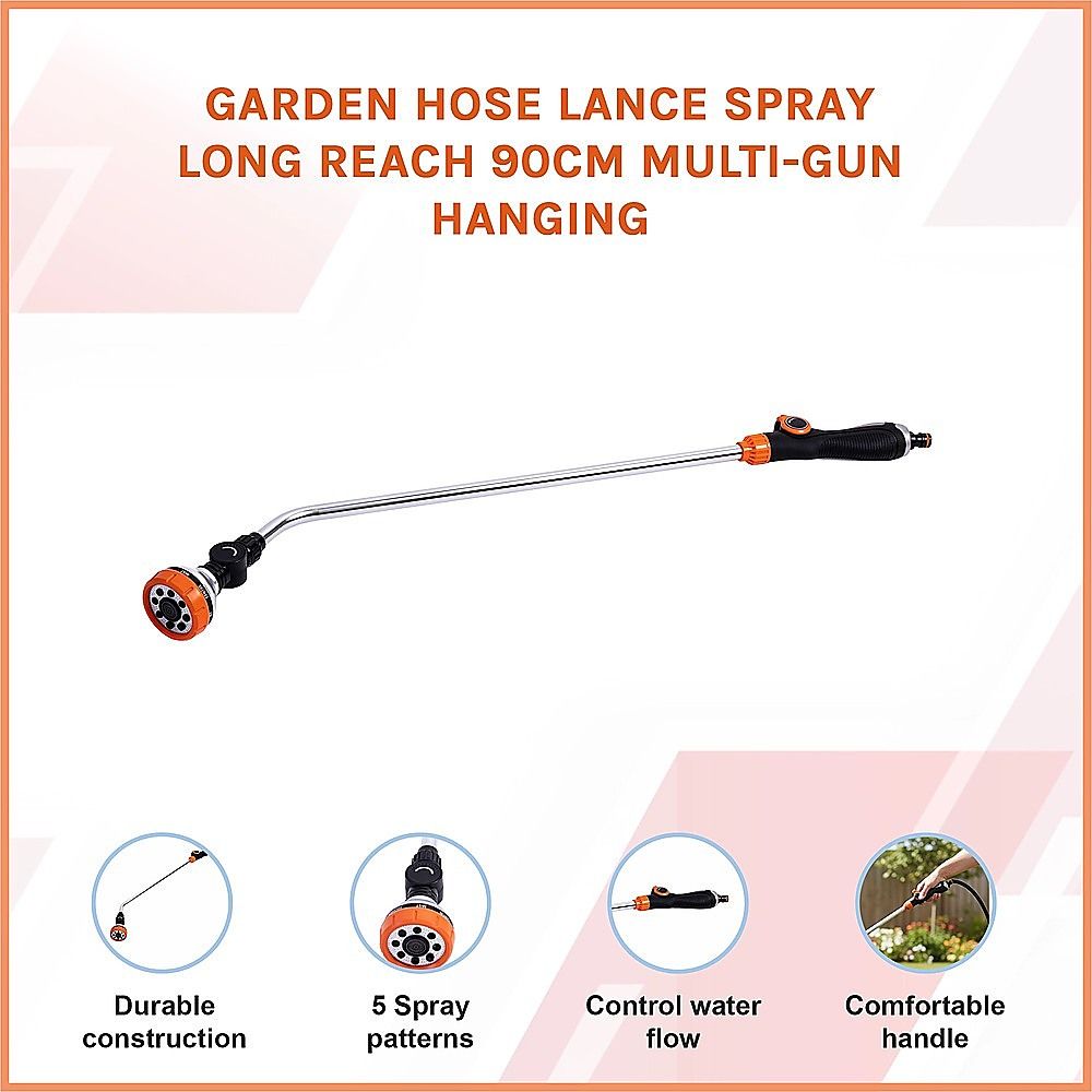 Garden Hose Lance Spray Long Reach 90cm Multi-Gun Hanging V63-930021