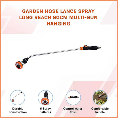 Garden Hose Lance Spray Long Reach 90cm Multi-Gun Hanging V63-930021