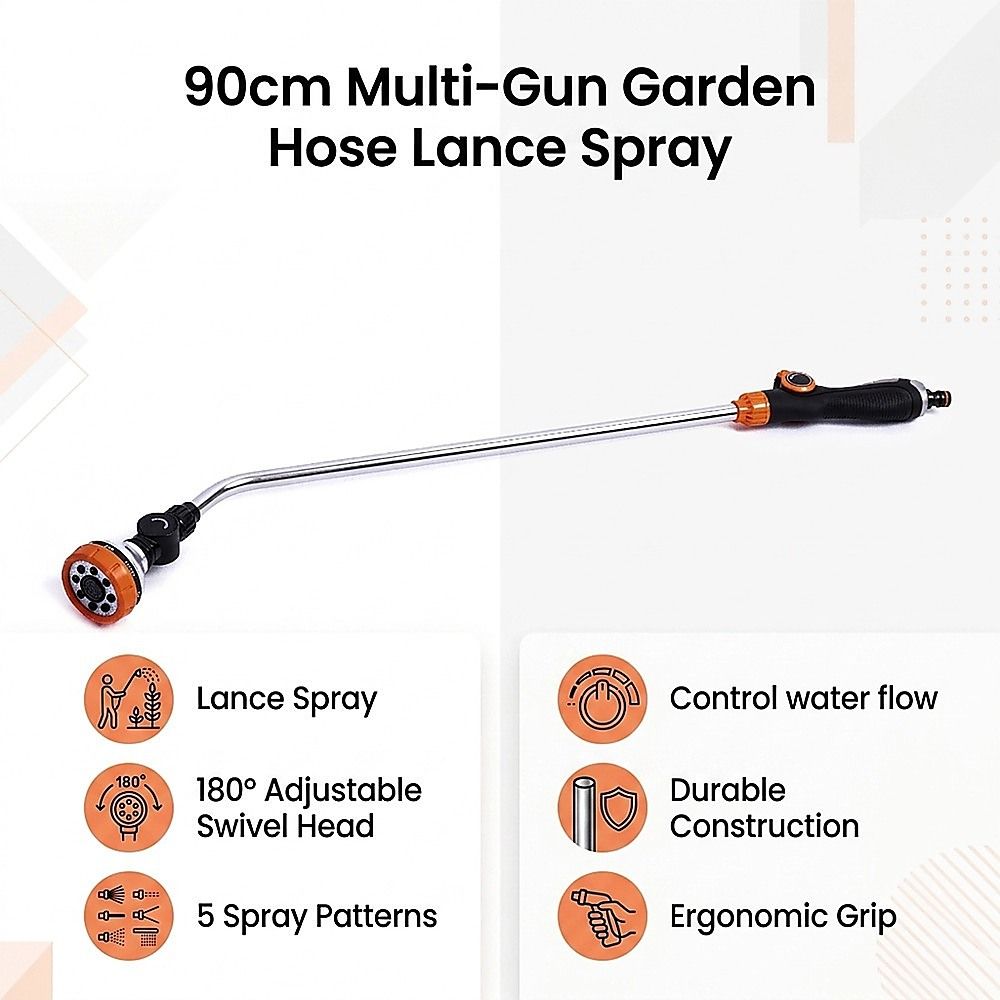 Garden Hose Lance Spray Long Reach 90cm Multi-Gun Hanging V63-930021