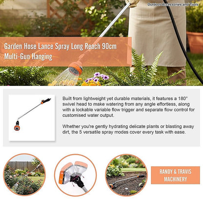Garden Hose Lance Spray Long Reach 90cm Multi-Gun Hanging V63-930021