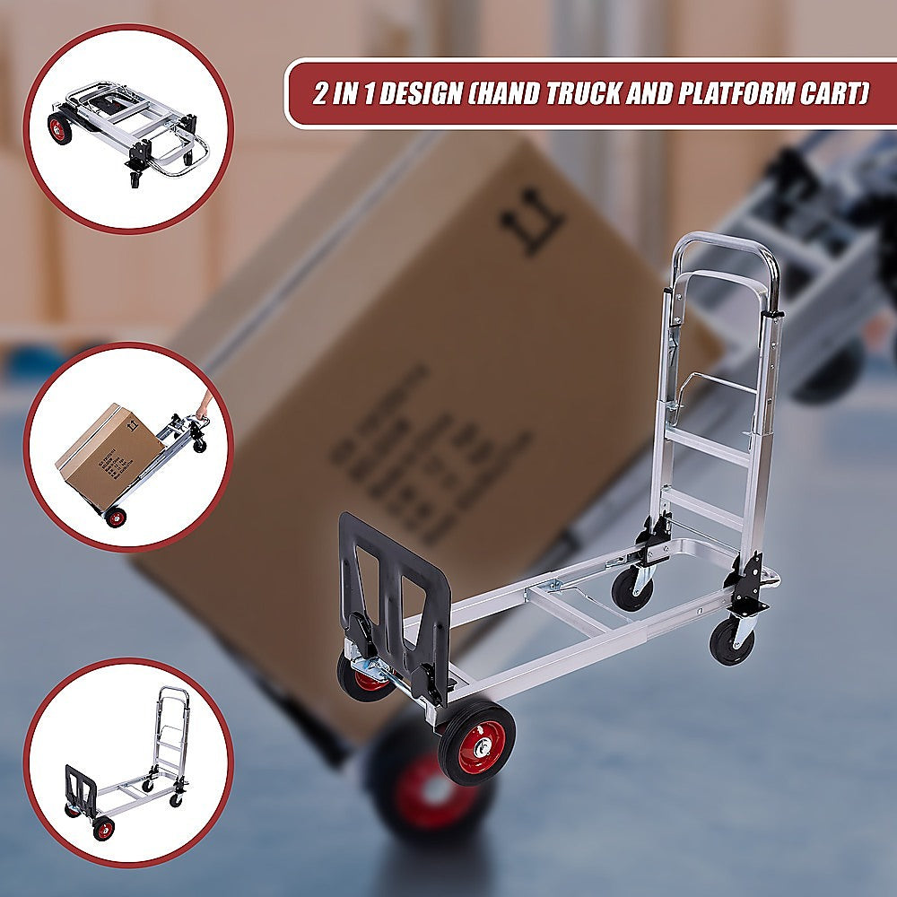 Hand Truck 2 in 1 Folding Dolly Cart 180kg Capacity Heavy Duty Aluminium V63-930031