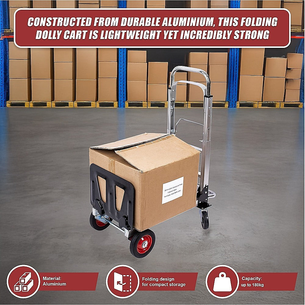 Hand Truck 2 in 1 Folding Dolly Cart 180kg Capacity Heavy Duty Aluminium V63-930031