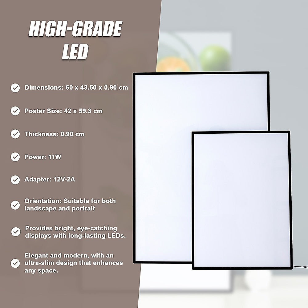 A2 LED Slim Advertising Lightbox Sign Wall-Mounted Poster Board Menu Frame V63-930081