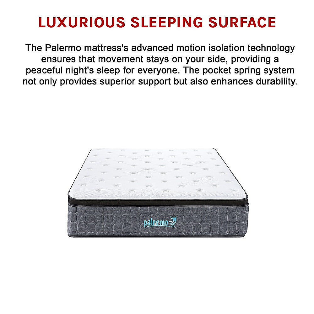 King Single Euro Top Pocket Spring Mattress - Motion Isolation Comfort with CertiPUR-US Certified Foam Layers V63-930271