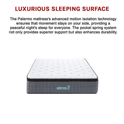 King Single Euro Top Pocket Spring Mattress - Motion Isolation Comfort with CertiPUR-US Certified Foam Layers V63-930271