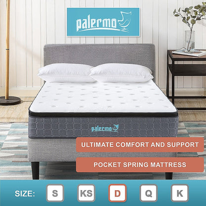 Double Euro Top Pocket Spring Mattress - Motion Isolation Comfort with CertiPUR-US Certified Foam Layers V63-930281