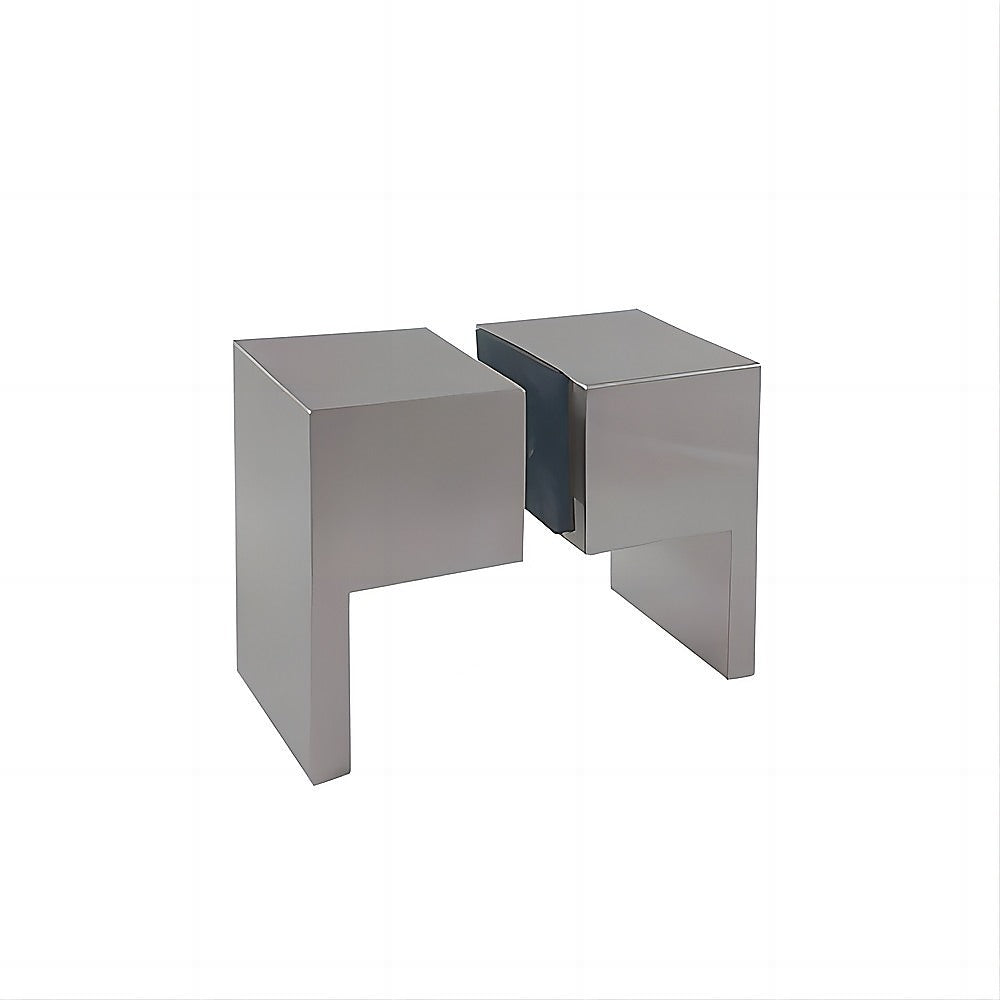 Brass Shower Door Square Double Pull Handle in Nickel