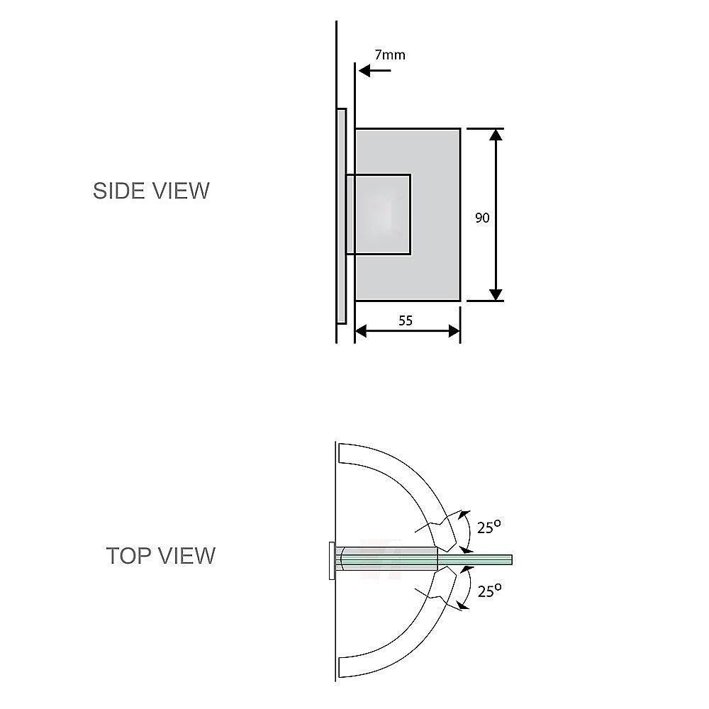 90 Degree Stainless steel Glass Shower Door L-Hinge in Chrome