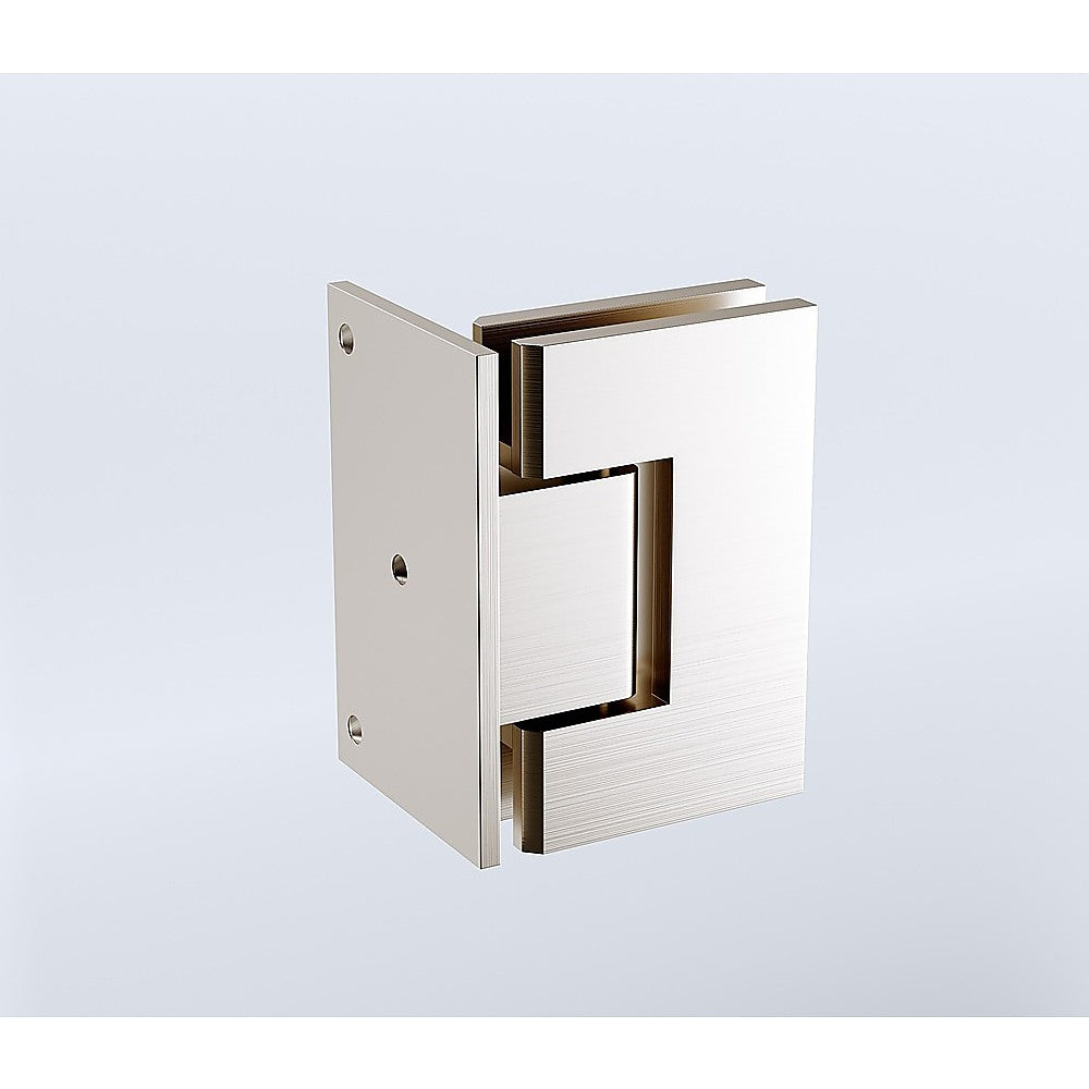 90 Degree Brass Glass Shower Door L-Hinge in Nickel