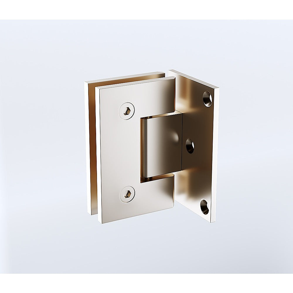 90 Degree Brass Glass Shower Door L-Hinge in Nickel