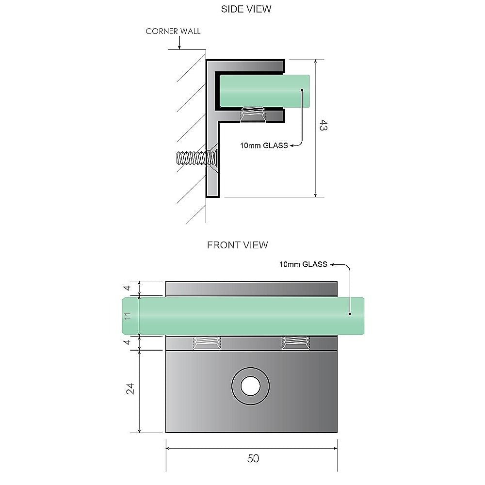 Glass-to-wall/floor Shower Screen F-Brackets in Black V63-930631