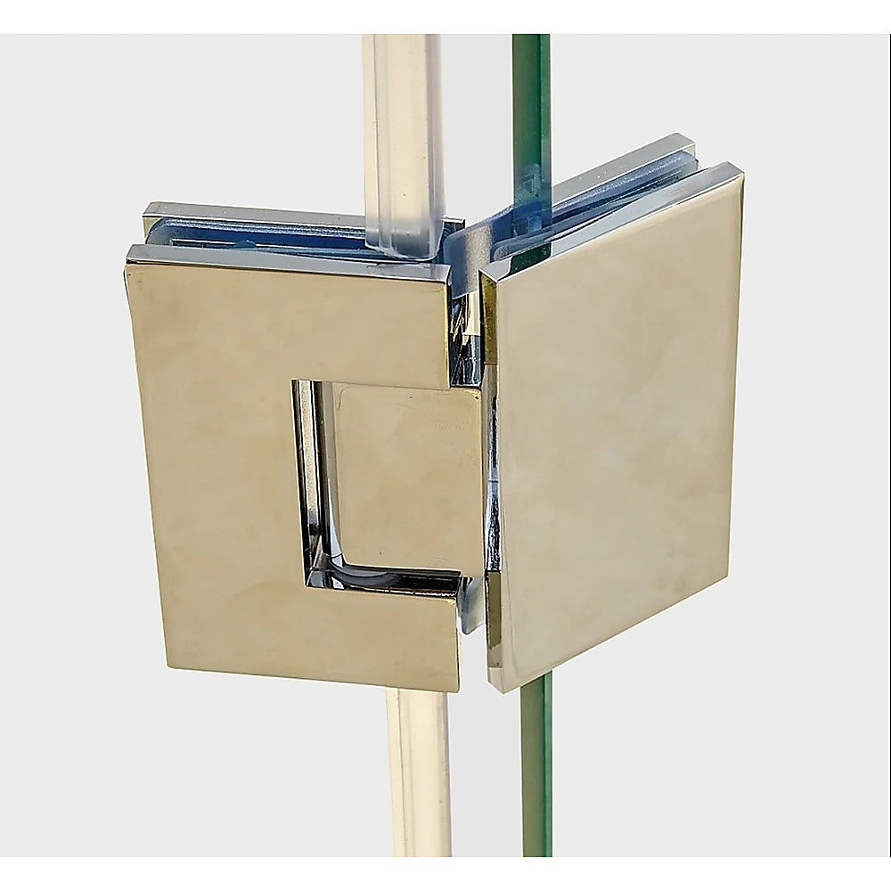 135 Degree Glass to Glass Brass Square Shower Hinge in Gold