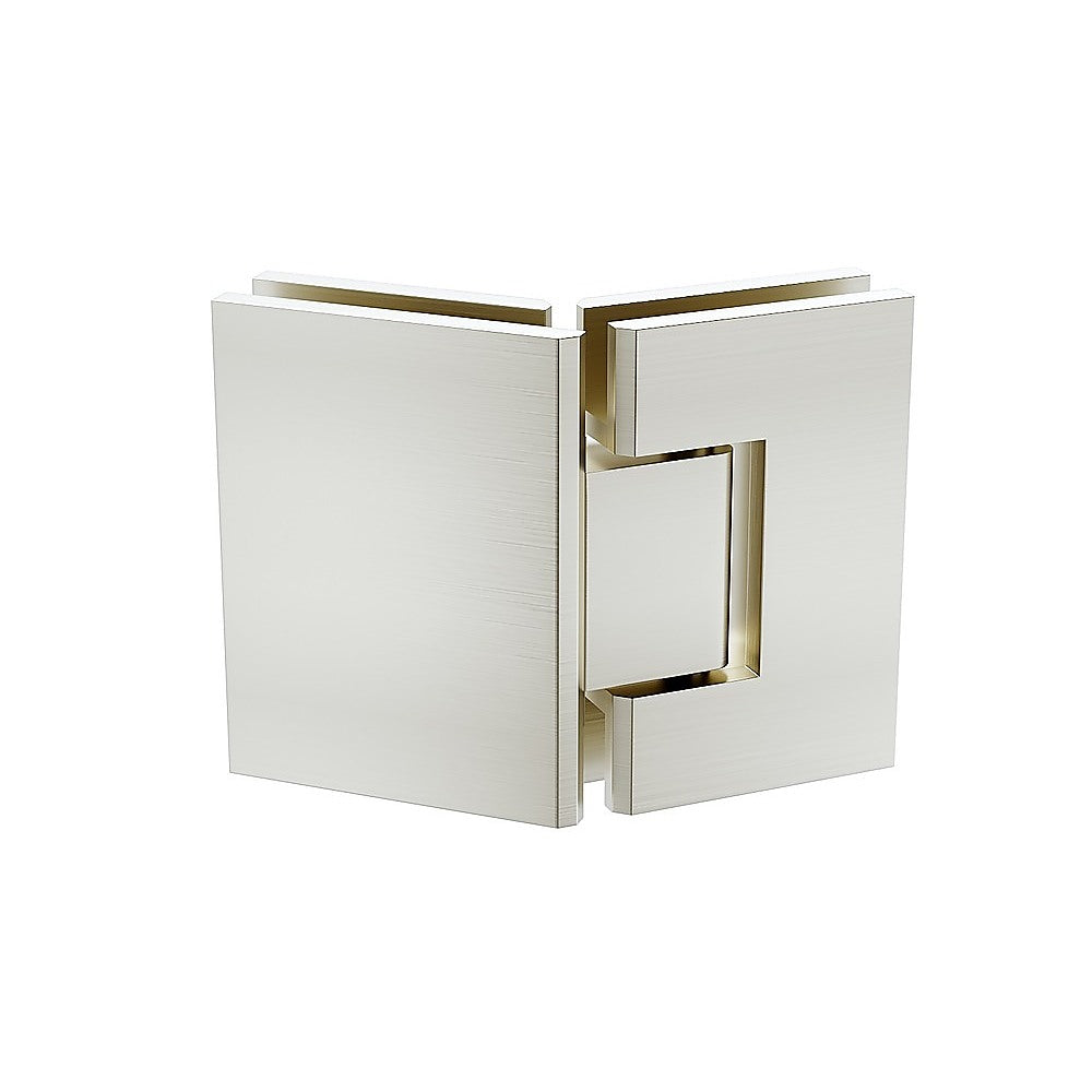 135 Degree Glass to Glass Brass Square Shower Hinge in Nickel