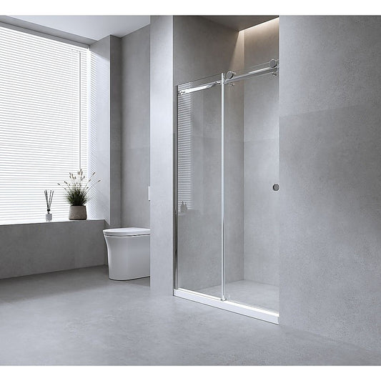 Frameless Glass Sliding Shower Door Hardware Rail Set Black V63-930961