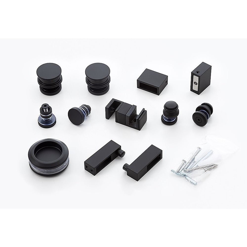 Frameless Glass Sliding Shower Door Hardware Rail Set Black
